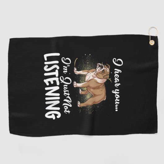 Hundegeschenk| Englischer Bulldog, den ich höre, d Golfhandtuch (Horizontal)