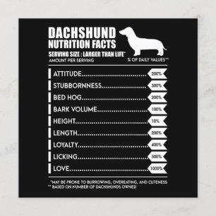 Hundegeschenk Ernährungstatsachen für Dachshunde Einladung