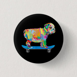 Hundegeschenk   Farbenfrohe Coole Bulldog Puppy-Sk Button