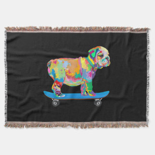 Hundegeschenk   Farbenfrohe Coole Bulldog Puppy-Sk Decke