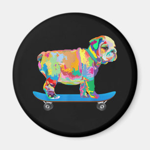 Hundegeschenk Farbenfrohe Coole Bulldog Puppy-Sk Magnet