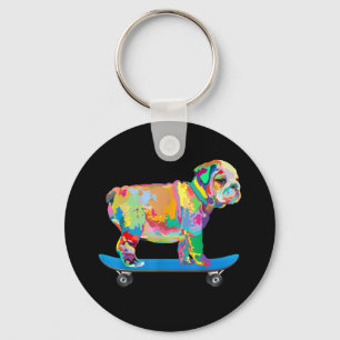 Hundegeschenk Farbenfrohe Coole Bulldog Puppy-Sk Schlüsselanhänger