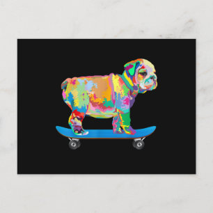 Hundegeschenk Farbiger cooler Bulldoggen-Welpe S Feiertagspostkarte