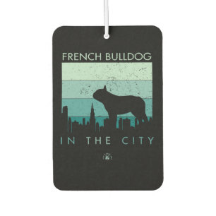 Hundegeschenk Französischer Bulldog in der Stadt Autolufterfrischer