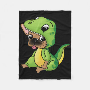Hundegeschenk Französischer Bulldog mit Dinosaur Fleecedecke