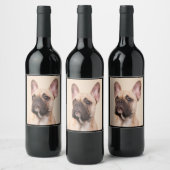 Hundegeschenk | Französischer Bulldog mit schlecht Weinetikett (Flaschen)