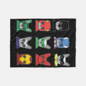 Hundegeschenk | French Bulldog Designs Super Hero Fleecedecke (Vorderseite (Horizontal))