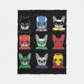 Hundegeschenk | French Bulldog Designs Super Hero Fleecedecke (Vorderseite)