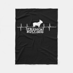 Hundegeschenk French Bulldog Heart Fleecedecke