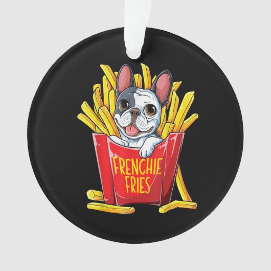 Hundegeschenk | Frenchie Fries Ornament (Vorderseite)