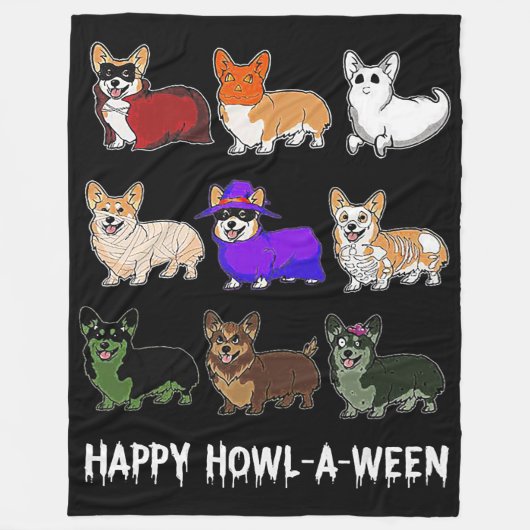 Hundegeschenk | Funny Corgi Dog Halloween Fleecedecke (Vorderseite)