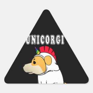 Hundegeschenk Funny Pembroke Welsh Corgi Unicorn Dreieckiger Aufkleber