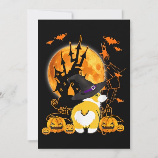 Hundegeschenk | Halloween Corgi Einladung (Vorderseite)