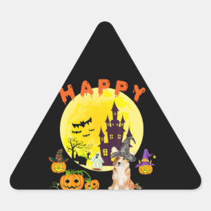 Hundegeschenk Happy Corgiween Halloween Corgi Dreieckiger Aufkleber