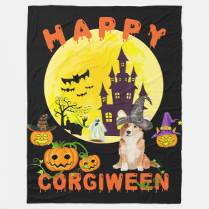 Hundegeschenk   Happy Corgiween Halloween Corgi Fleecedecke