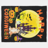 Hundegeschenk | Happy Corgiween Halloween Corgi Fleecedecke (Vorderseite (Horizontal))