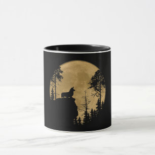 Hundegeschenk   Korgi Hund unter Mondlicht Hallowe Tasse