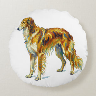 Hundegeschenk Lebendige Farbige Saluki-Hundegestal Rundes Kissen