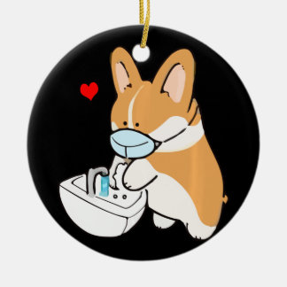 Hundegeschenk | Niedlicher Korgi-Hundemaske Keramik Ornament