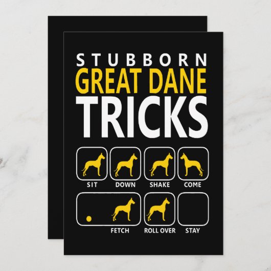Hundegeschenk | Stubborn Great Dane Tricks Ankündigung (Vorne/Hinten)