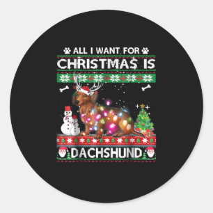 Hundegeschenk Weihnachten ist Dackel Runder Aufkleber