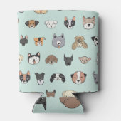 Hundegesicht: Cartoon Doodle Muster Dosenkühler (Rückseite)