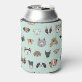 Hundegesicht: Cartoon Doodle Muster Dosenkühler (Kanne Rückseite)