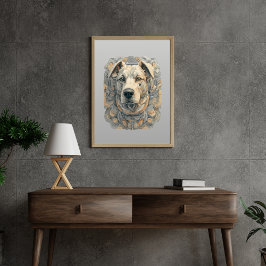 Hundegesicht l beige grau l ästhetisches Mosaik [B Poster