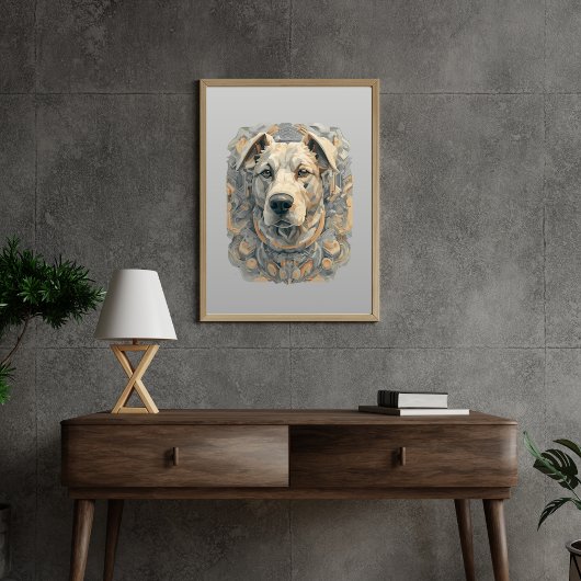 Hundegesicht l beige grau l ästhetisches Mosaik [B Poster