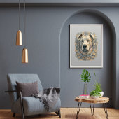 Hundegesicht l beige grau l ästhetisches Mosaik [B Poster