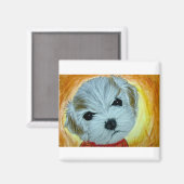 Hundegesicht mit Malzfarbe Magnet (Vorderseite/Rückseite)