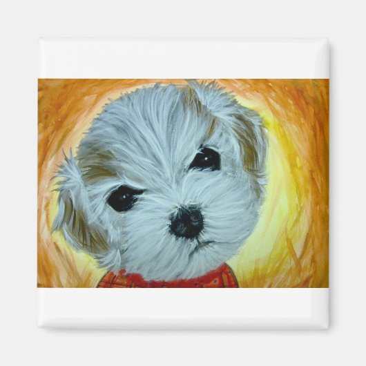 Hundegesicht mit Malzfarbe Magnet (Vorne)