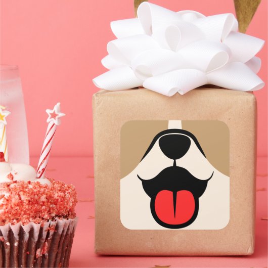 Hundegesicht Quadratischer Aufkleber (Party)