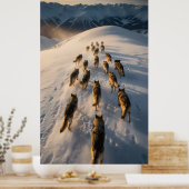 Hundegruppe, die auf der Schneeschuhpiste läuft Poster (Küche)