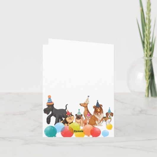 Hundegruppe Party zum Geburtstag Karte (Rückseite)