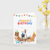 Hundegruppe Party zum Geburtstag Karte (Gelbe Blume)