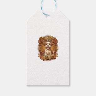 Hundehaar ist glänzendes flauschiges goldenes Band Geschenkanhänger