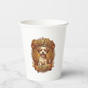 Hundehaar ist glänzendes flauschiges goldenes Band Pappbecher