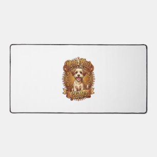 Hundehaar ist glänzendes flauschiges goldenes Band Schreibtischunterlage