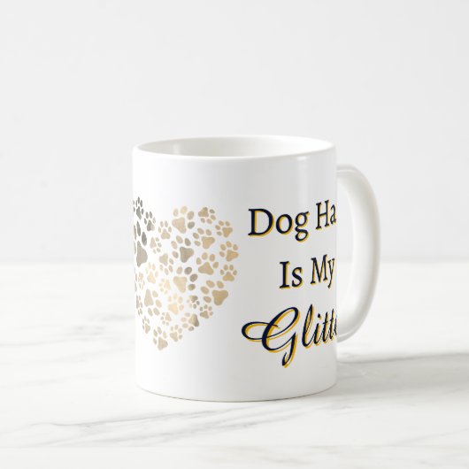 Hundehaar ist mein Glitzer Herzkranz Kaffeetasse (VorderseiteRechts)