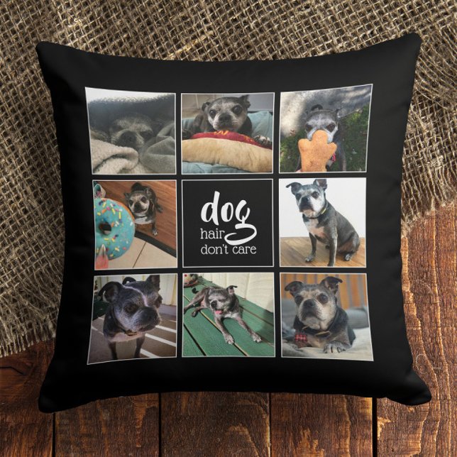 Hundehaare kümmern 🐾 Fotocollage für Haustiere ni Kissen (Dog Hair Don't Care 🐾 Pet Photo Collage Throw Pillow
)