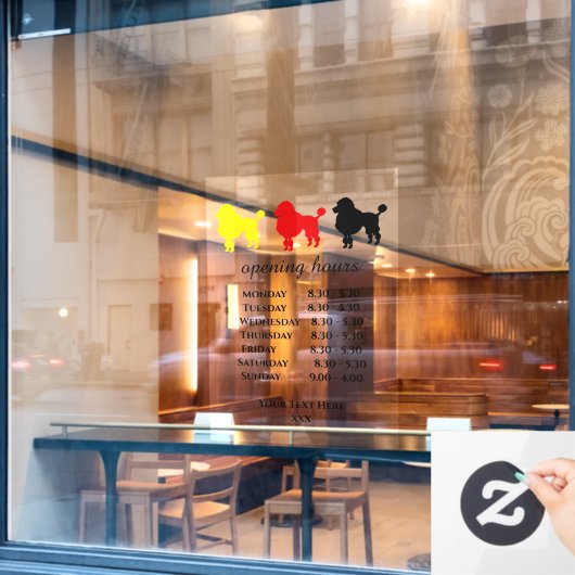 Hundehalle mit Öffnungszeiten Fensteraufkleber (Café-Fenster)