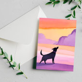 Hundehaufen | Schwarzer Hund Wasserfarbe Silhouett Postkarte
