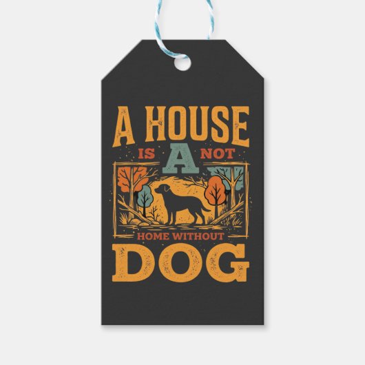 Hundeheim Vintage-Haus Geschenkanhänger (Vorderseite)