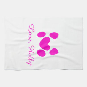 Hundeherz Pfote rosa Haustier Name Text Tier Katze Geschirrtuch
