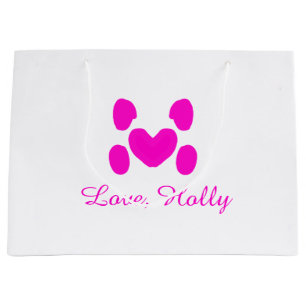 Hundeherz Pfote rosa Haustier Name Text Tier Katze Große Geschenktüte