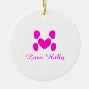 Hundeherz Pfote rosa Haustier Name Text Tier Katze Keramik Ornament