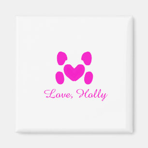 Hundeherz Pfote rosa Haustier Name Text Tier Katze Magnet