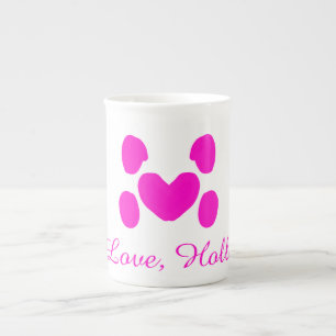 Hundeherz Pfote rosa Haustier Name Text Tier Katze Porzellantasse