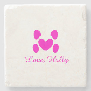 Hundeherz Pfote rosa Haustier Name Text Tier Katze Steinuntersetzer